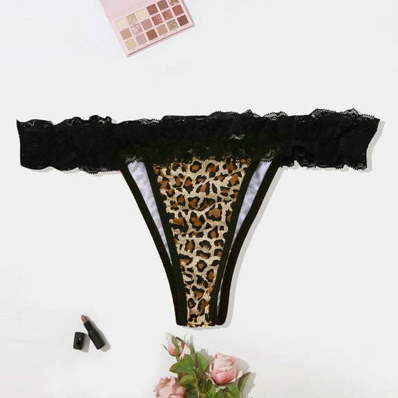 Panties for Women Tbopshirt Brief Underwear,Hipster Underwear,Leopard Print Women Translucent Underwear Sheer Lace Tank Lace Underpant,Cheeky Panties
