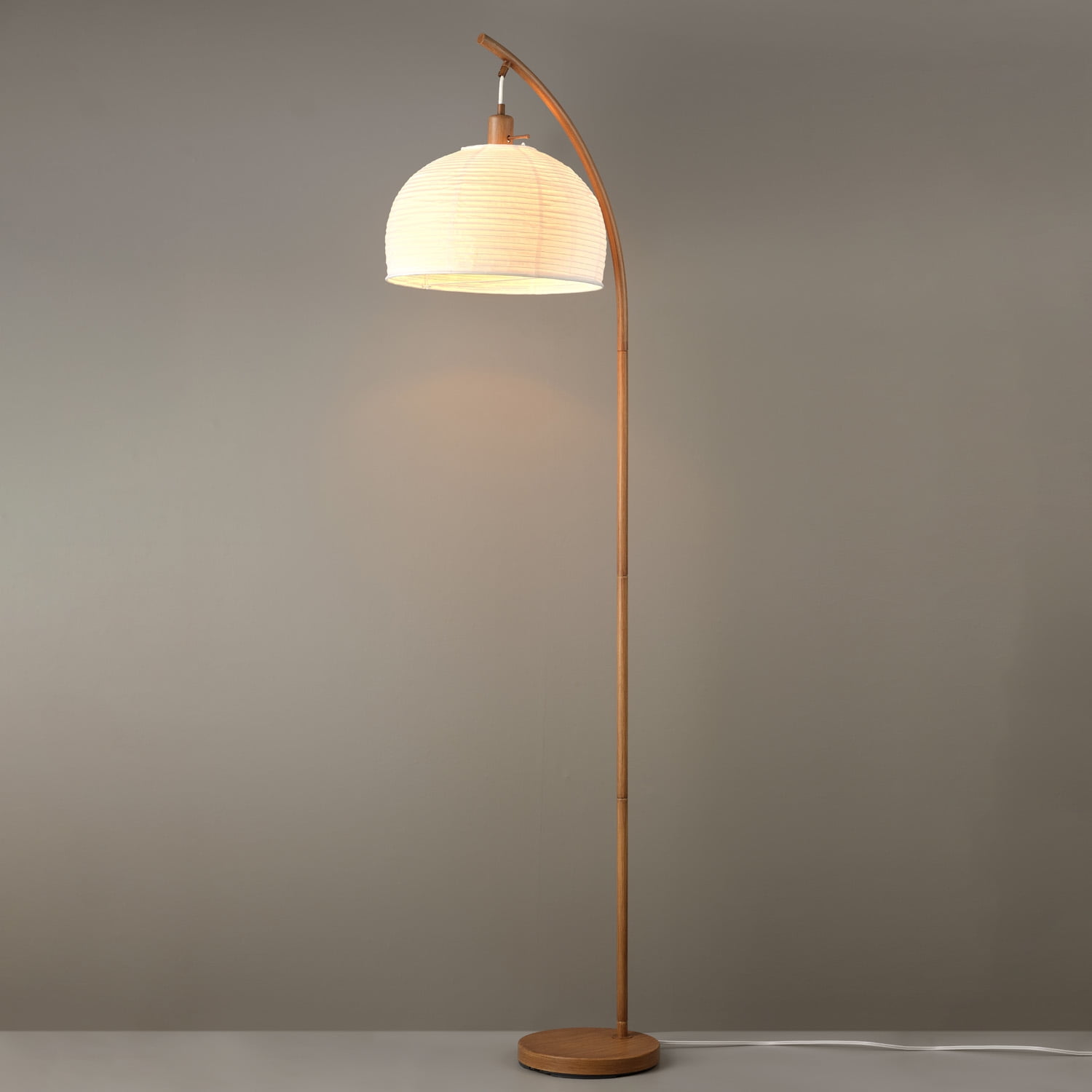 Novogratz x Globe Electric Novogratz x Globe 70" Wood-Tone Finish Floor Lamp with White Paper Shade