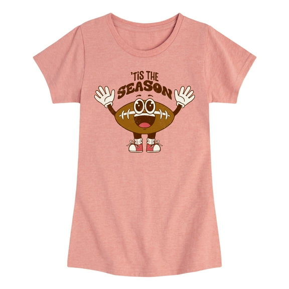 Instant Message - Tis The Season Football - Toddler & Youth Girls Short Sleeve Graphic T-Shirt