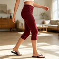 thumbnail image 6 of LIIPEE Womens Leggings Casual Solid Color Slim-Leg Cropped Low Legging Female Tight Seamless Waistband Comfortable Hip-Lifting Breathable Soft Daily Yoga Pants With Pockets,M, 6 of 6