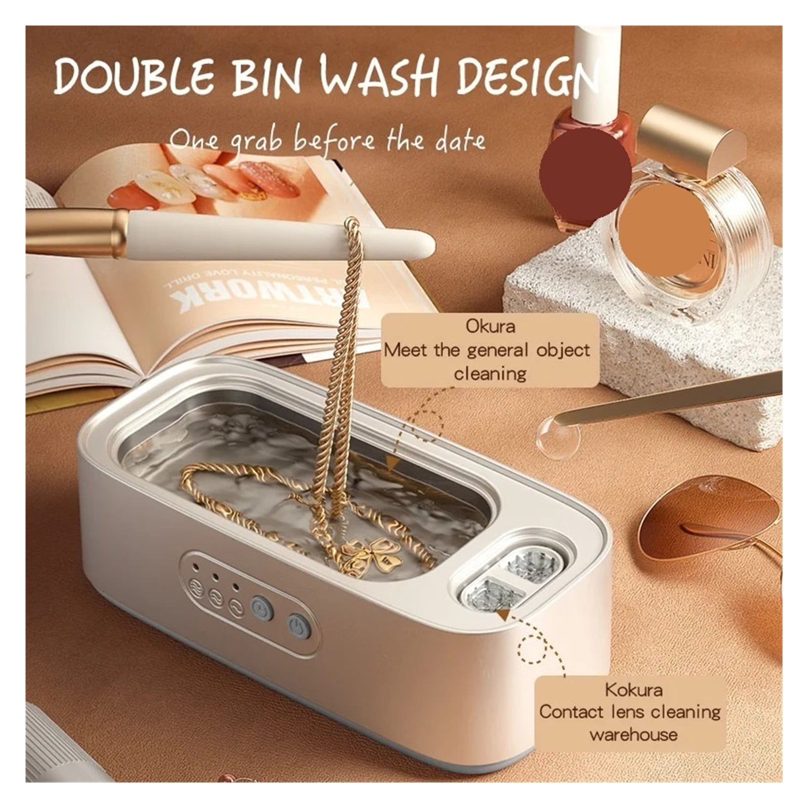Ultrasonic Cleaning Machine High Frequency Cleaner Double Bin Vibration Cleaning Jewelry Household