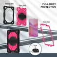 thumbnail image 4 of Shockproof Case for Lenovo Tab One / Tab K9 8.7" 2025 TB-305FU, Rugged Hybrid Protection Drop Proof Cover with Shoulder Strap & Hand Strap Rotating Kickstand Kids Friendly Case, Rose, 4 of 9