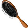 thumbnail image 1 of Cepillo de cerdas de jabalí para todo tipo de cabello. Cepillo de madera natural para desenredar, controlar el encrespamiento y dar brillo., 1 of 5