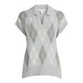 thumbnail image 4 of Time and Tru Women's Short Sleeve Argyle Polo Sweater, 4 of 5