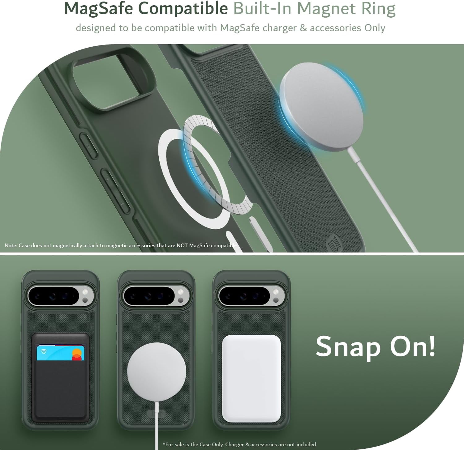 TUDIA MergeGrip Google Pixel 9 Pro XL Case MagSafe Compatible Heavy Duty - Pine Green