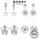 thumbnail image 2 of BONNY Joyería Original Perla Stud Mujeres Plata Moissanite Pendientes 925 Diamante M020, 2 of 4