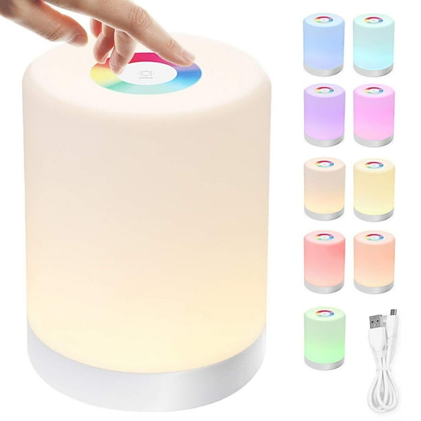 Lámpara de Mesa Recargable MTQ 7 Colores con Sensor de Luz y Cambio de Color RGB para Habitación y C