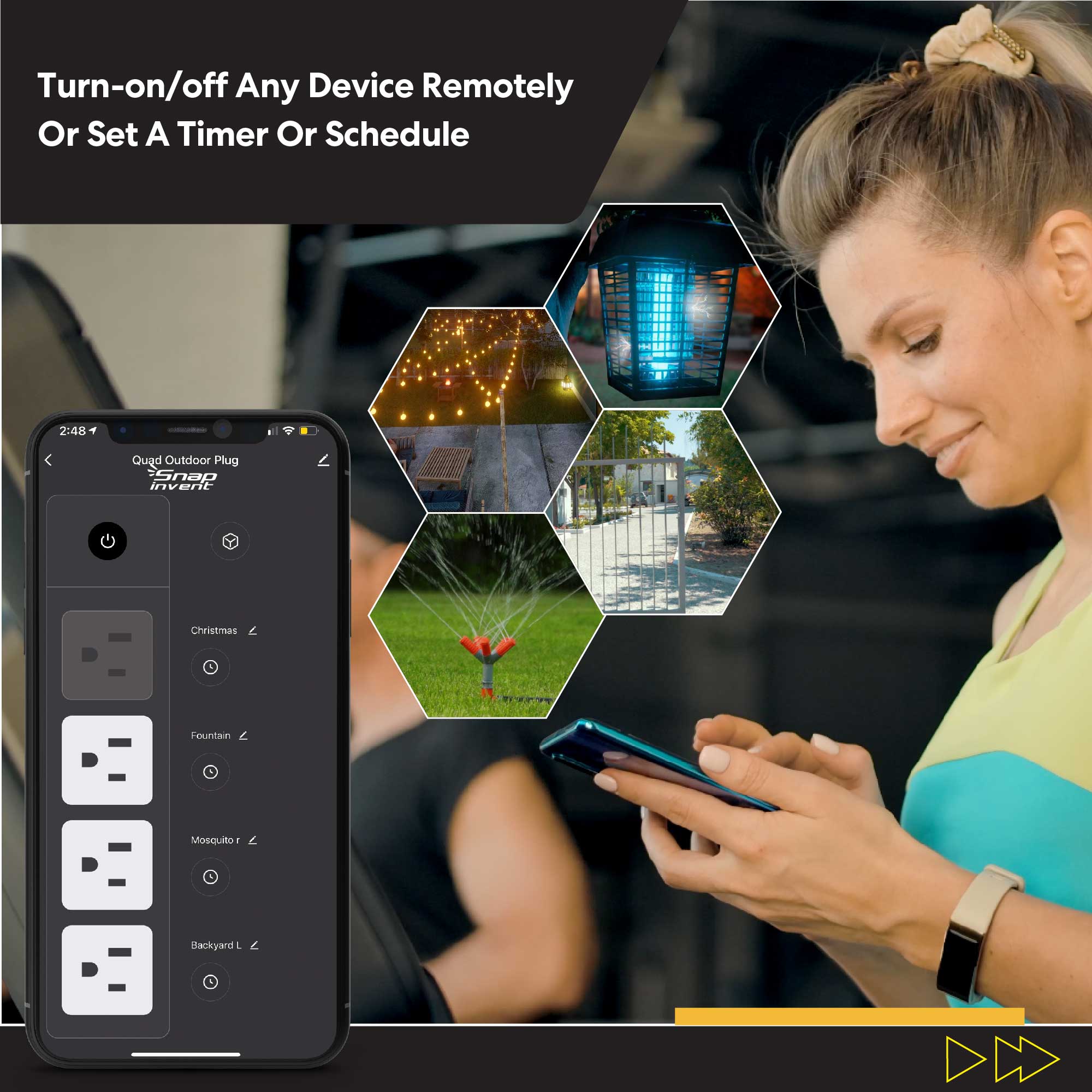 SNAP INVENT Smart Plug Waterproof Outdoor Electrical Outlets with Alexa, Google Assistant- 4 Sockets