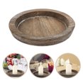 thumbnail image 4 of EeaseCA 1Pc Home Round Candle Tray Wooden Simple Candle Holder Table Decor Light Brown, 4 of 7
