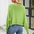 thumbnail image 4 of Idoravan Green Cardigan for Women Women's Color Hollowed Out Knitted Cardigan Loose V-neck Long Sleeved Cardigan Tops, 4 of 6