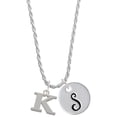 thumbnail image 1 of Delight Jewelry Silvertone Large Initial - K - Silvertone Script Initial Disc - S - Charm Necklace, 20"+3", 1 of 4