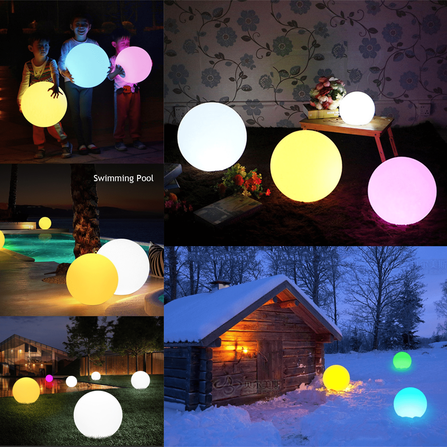 Inflatable Pool Floats 16'' LED Beach Ball Light Up Floating Pool Ball Glow 