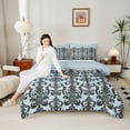 thumbnail image 4 of Castle Fairy Bohemian Vintage Flower Twin Comforter Sets,Chic Floral Damask Bedding Set, 4 of 8