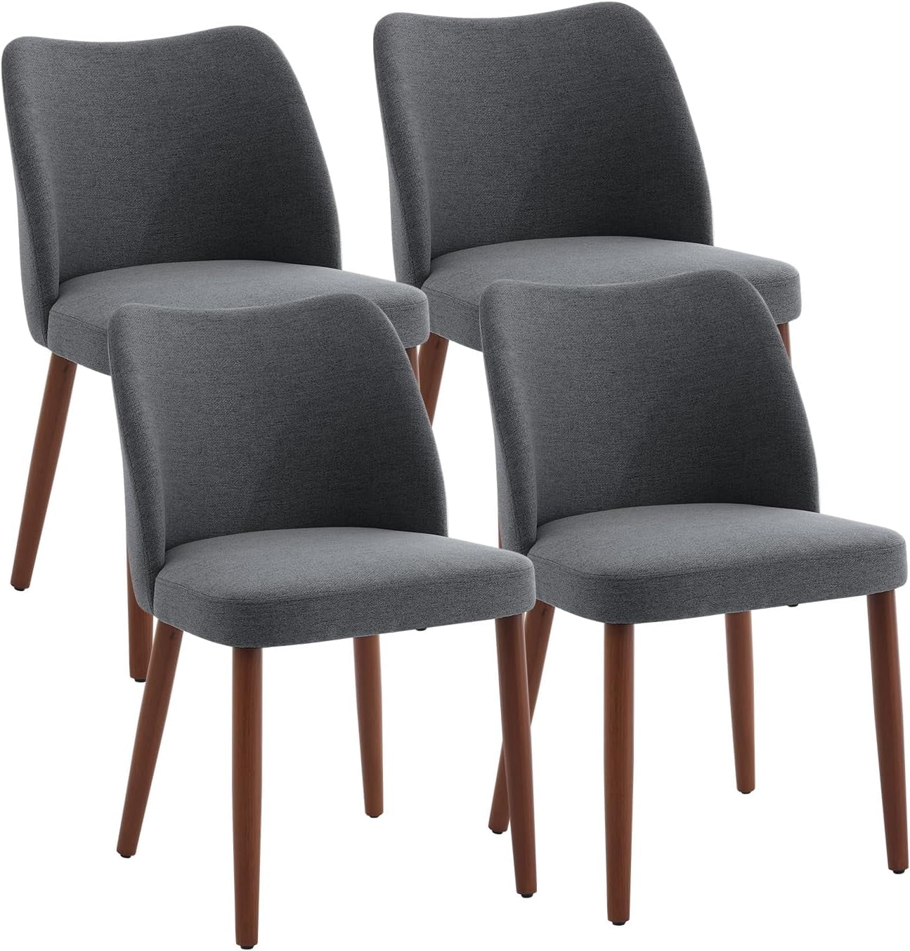 2-pcs Dining Chair,Leather Upholstered Dining Chair with Wood Legs, Wing Backrest, Wooden Kitchen Chair, Kitchen Chairs with Thick Cushions for Dining Room, Living Room