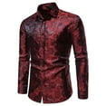thumbnail image 2 of DDAPJ pyju Men's Long Sleeve Dress Shirts Clearance Sales,Golden Rose Printed Shiny Shirt Luxury Regular Fit Button Down Shirt for Wedding Prom Work, 2 of 2
