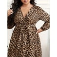 thumbnail image 6 of Women's Plus Size Leopard Print Surplice Maxi Dress Belted Stretch Fit Easy Care 95% Polyester 5% Spandex Imported, 6 of 6