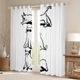 thumbnail image 2 of Manfei Kawaii Ghost Cat Black Out Curtains for Kid, White Black Cartoon Animal Curtains Pack of 2 (42x63 Each), Cute Kitten Bedroom Curtains, Window Curtains Bedroom Decor, 2 of 6