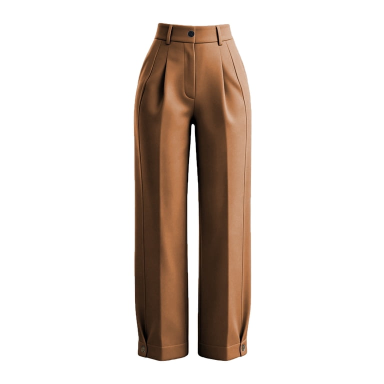brown petite dress pants Oksale Womens Casual Dress Pants with Pockets Business Office Wear Petite  Pants Flat Front Stretchy High Waist Work Trousers Brown 2XL