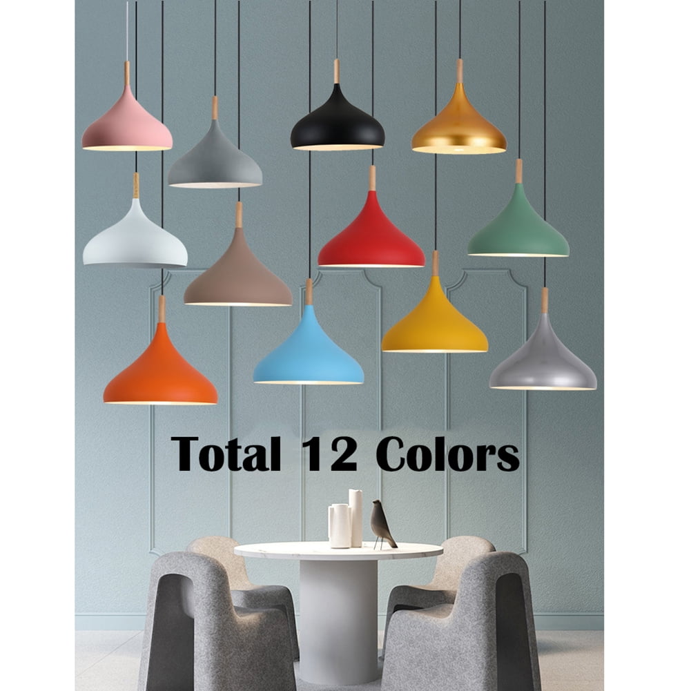 Colorful Wood Metal Pendant Light Fixture for Over Kitchen Island, Nordic Minimalism Pendant Lighting for Dining Table, Simple Retro Rustic Hanging Lamp Farmhouse Ceiling Chandelier