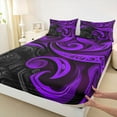 thumbnail image 3 of Manfei Abstract Swirl Stripes Twin Sheet Sets 3pcs for Teens,Geometric Lines Twin Fitted Sheet Microfiber,Black Purple Breathable Flat Sheet,Lightweight Room Decor, 3 of 7