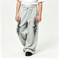 thumbnail image 2 of CONZONE Little Boys Baggy Sweatpants Y2K Graphic Joggers for Boys Drawstring Fall Winter Athletic Trousers with Pockets, 2 of 5