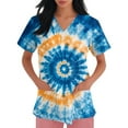 thumbnail image 4 of BDPORKAS Womens Scrubs Breathable Short Sleeve Scrubs Uniform Tie Dye Printed Trendy Soft V Neck Nurse Uniforms Shirts Pocketed, 4 of 7