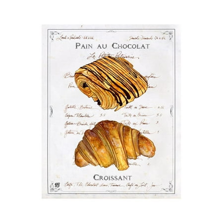 Pain au Chocolat et Croissant Print Wall Art By Ginny