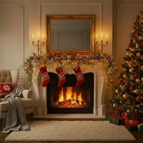 Mecorevxz Christmas Decorations 30Inch Christmas Artificial Flower Camellia Vines Garland Suitable for Xmas Decor(Blue)