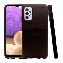 Atti Rugged Carbon Samsung A32 4G Cafe 1pz Mas Mica 9D Funda de Silicon Uso Rudo