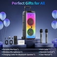 thumbnail image 3 of JYX Karaoke Machine, 160W Dual 8" Subwoofer Bluetooth Speaker with Wheels for Outdoor, Home Karaoke System with 2 Microphones, Dj Lights, T55-T, 3 of 14