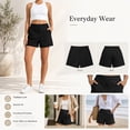 thumbnail image 2 of Womens Pull on Summer Shorts, Flat Front Elastic Back Solid Color Mid Waist Casual Shorts with Pockets, Black, XXL, 2 of 9