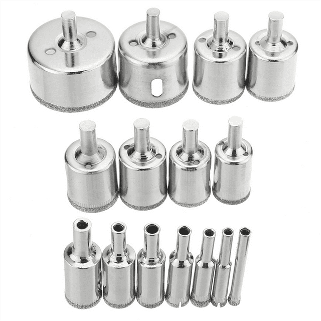 Juego de 15 Brocas para Sierras Perforadoras con Revestimiento de Diamante, para Baldosas, Mármol, Vidrio y Cerámica (6-50 mm)
