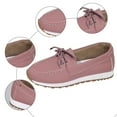 thumbnail image 4 of Women's Slip on Loafers Casual Leather Lace up Flats Walking Shoes Autumn Low Top Fashion Sneakers, 4 of 7