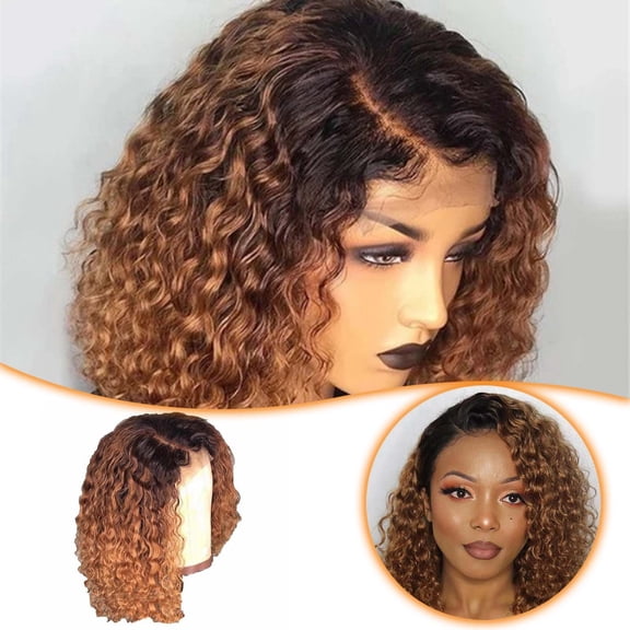 Small Curly Wig European Women's Gradient Color Short Curly Hair Synthetic Headgear for Fashionable Styles