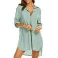thumbnail image 5 of gakvbuo Womens Swimsuit Coverups Button Down Swimwear Shirts 3/4 Length Sleeve Slit Sunscreen Overall Long Blouse Womens Tops V-Neck Bathing Suit Bikini Cover Ups Summer Beach Outfits, 5 of 9
