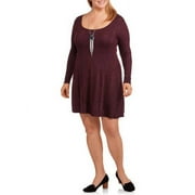 Women's Plus Fit and Flare Long Sleeve Dress