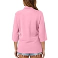 thumbnail image 4 of HAJWOH Pink Polo Shirts for Womens Work Short Sleeve T-Shirt Casual Button Down Uniform Top 2026 New Collared Tops Lightweight Blouse Pink 3XL, 4 of 5