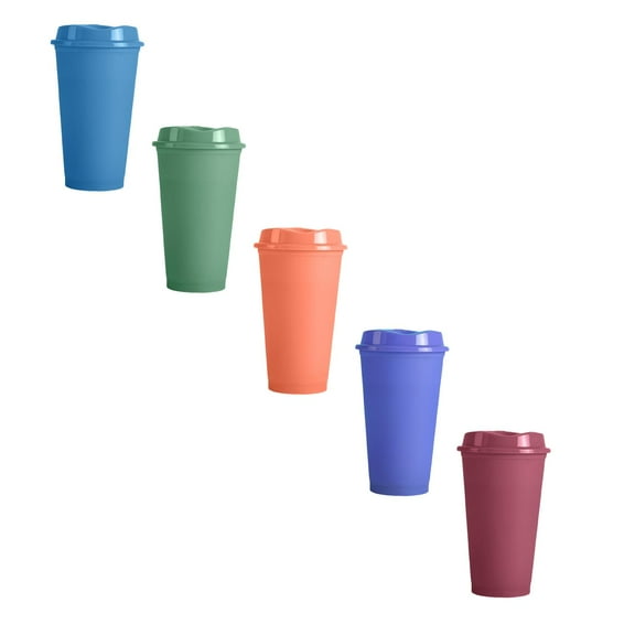 COURAGEDG 16oz Thermoplastic Cup Pp Color Changing Cup Cartoon Milk Tea Coffee Color Changing Cup Wooden Coffee Cup Set Glass Drinking Cups Small