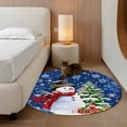 thumbnail image 3 of Navy Blue Christmas 3ft Area Rug, Snowman Xmas Tree Ball Gifts Winter Washable Non-Slip Small Round Rugs for Entryway Bedroom Kitchen, Soft Circle Carpet for Dining Room, Playroom Nursery Rug, 3 of 9