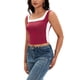 thumbnail image 4 of ATHLECHIC Camiseta sin mangas de cuello cuadrado de verano, top corto a rayas de color M Burdeos, 4 of 5