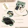 thumbnail image 3 of FORMRS Women Crossbody Purse with Chain Strap Vegan Leather Shoulder Handbag, Green and White Plaid Pattern, 3 of 7