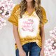 thumbnail image 3 of Top de manga corta con estampado de degradado Sexy de verano para mujer con cuello en V y estampado de día regular para mujer OAVQHLG3B Store lin121212, 3 of 4