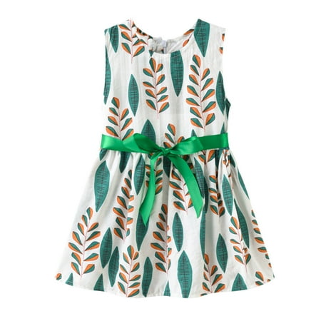 

XMMSWDLA Toddler Girl Clothes Kids Baby Girls Cute Summer Flowers Print Vacation Dress Suspender Skirt Floral Dress Discount Clearance