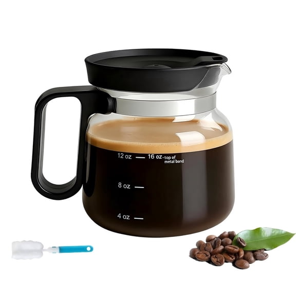 Wuxiuli 16oz Clear Glass Mini Coffee Pot Mug with Lid 1pack