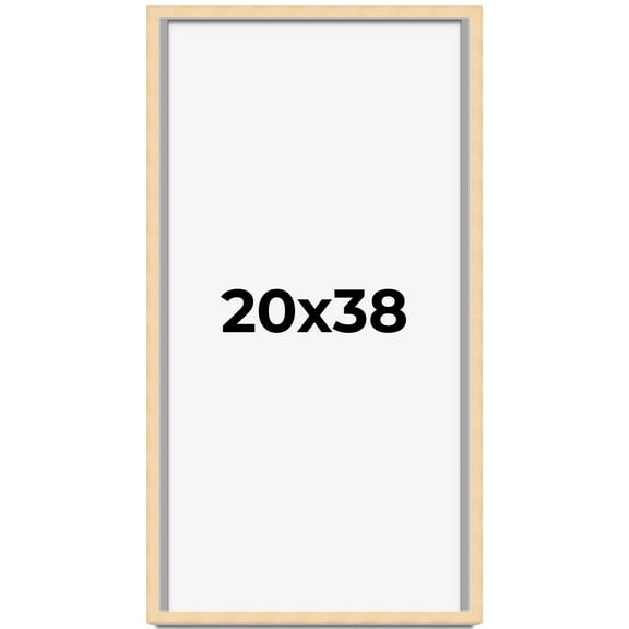 20x38 Frame Natural Wood Picture Frame | 0.75 Inch Moulding Width | with UV Acrylic Plexiglass,