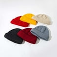 thumbnail image 3 of Women Men Beanie Hat, Fashion Casual Solid Color Soft Skin-friendly Elastic Knitted Woolen Winter Head Warm Brimless Cuff Skullcap, 3 of 8