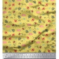 thumbnail image 1 of Soimoi Yellow Viscose Chiffon Fabric Honey Bee & Bettle Bee Insects Print Sewing Fabric BTY 42 Inch Wide, 1 of 1