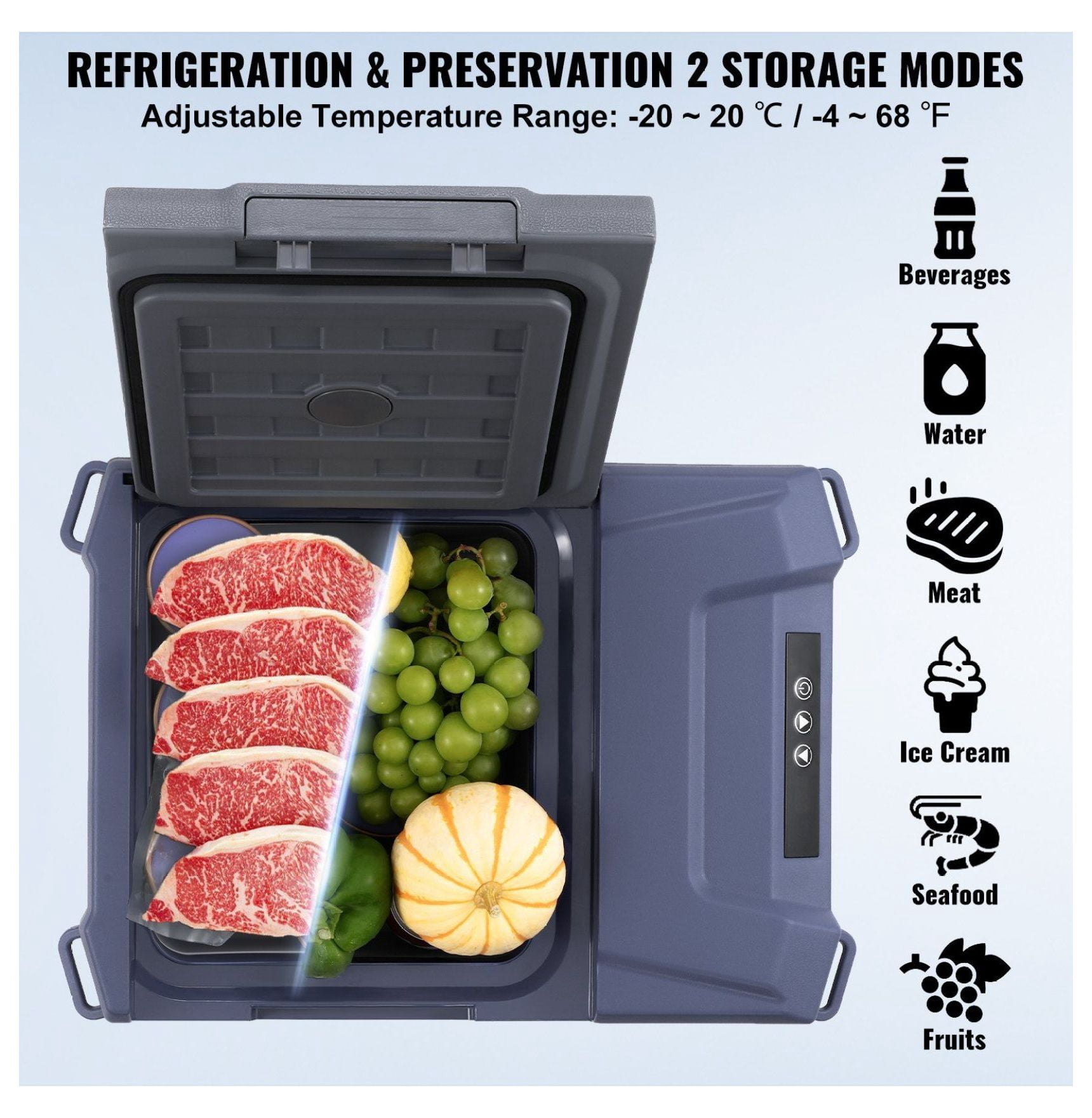 Portable Car Refrigerator Freezer 9L Compressor Fridge - Fast Cooling, Single Zone - for Car, Home, RV & Travel - Adjustable Temp -4°F to 68°F