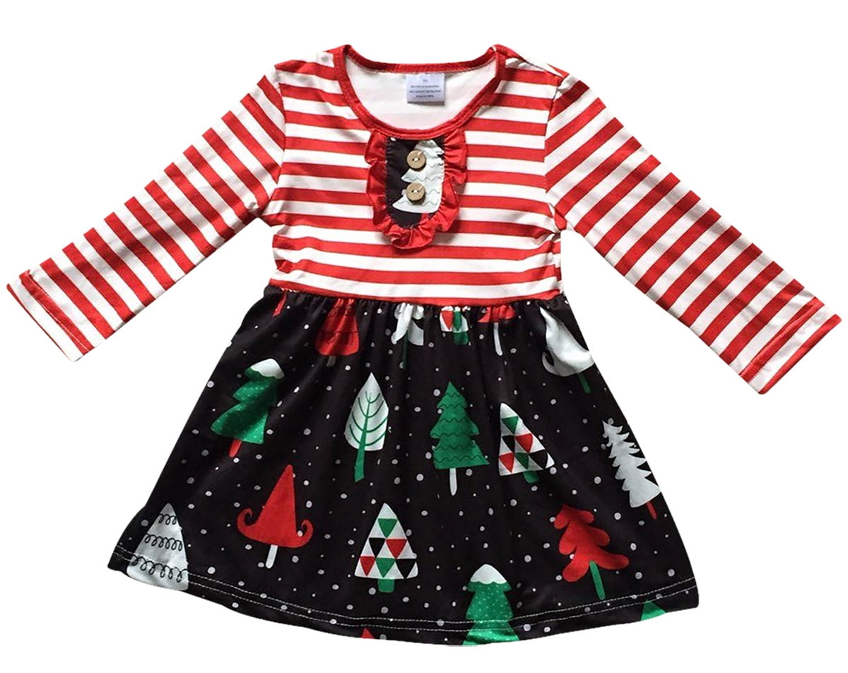 girls christmas print dress