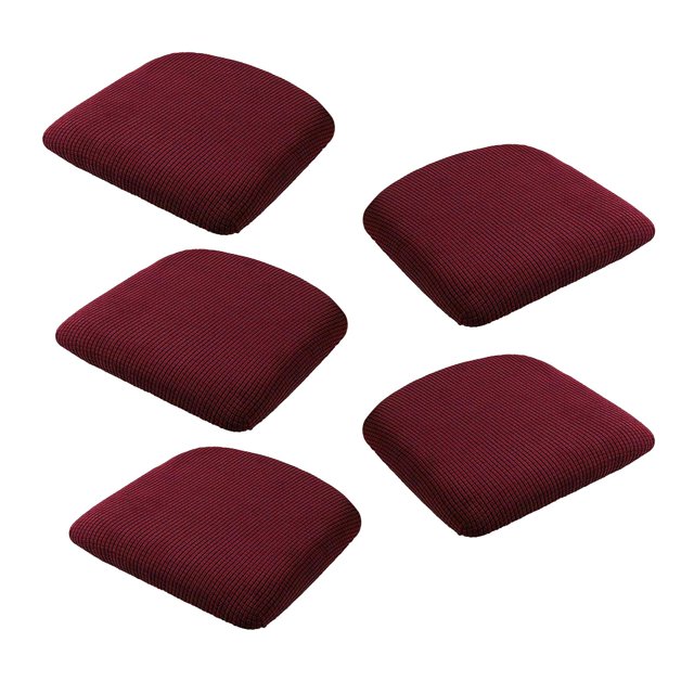 Forro de asiento 5 Fundas Para Sillas De Comedor, Fundas Para Asientos De Sillas De Comedor, Color Rojo Vino Extraíble Fanmusic Forro de asiento